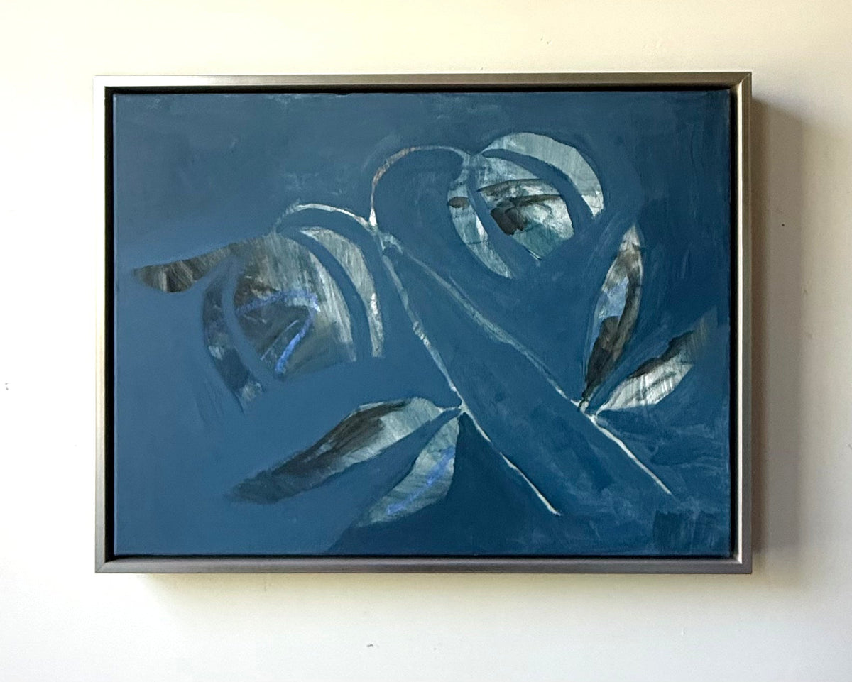 Denim Tulips I, 19x25, framed.
