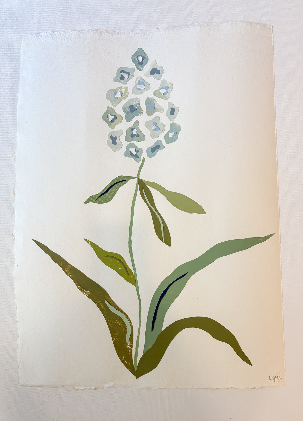 Large Collaged Floral in Blue II